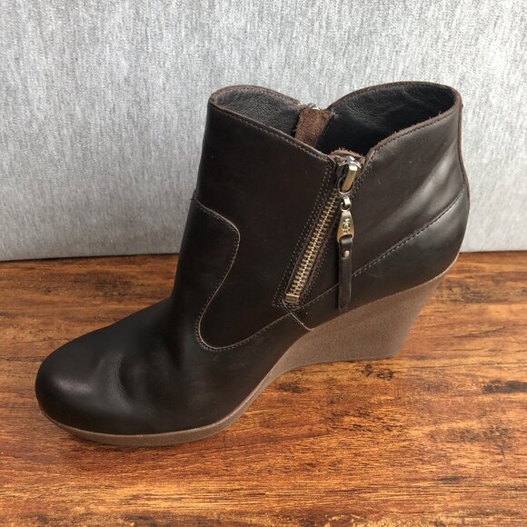 UGG Meredith Womens Size 9 Brown Leather Zipper Up Bootie Ankle Boots Boho - Picture 6 of 11